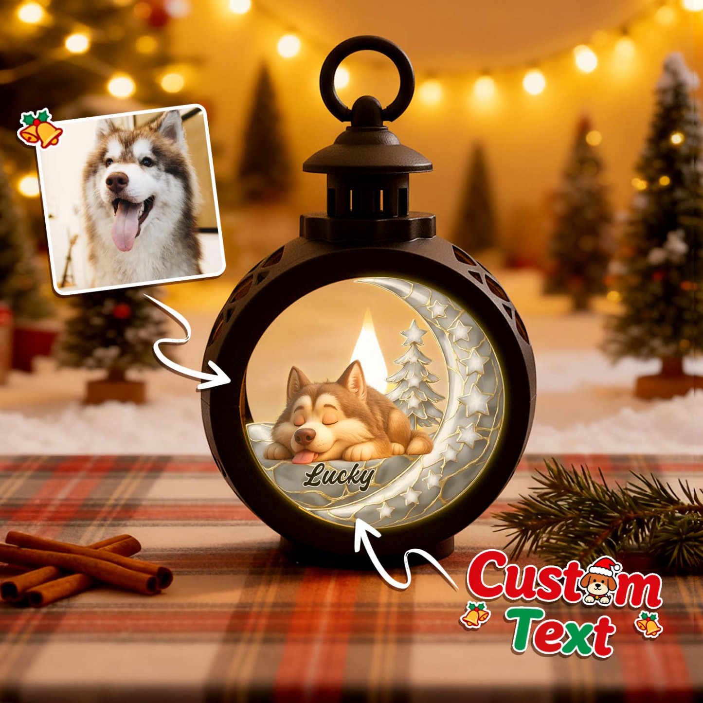 Custom Christmas Lantern Beside You Personalized Christmas Gifts for Pet Lovers Colorful - GetPhotoSocksUk