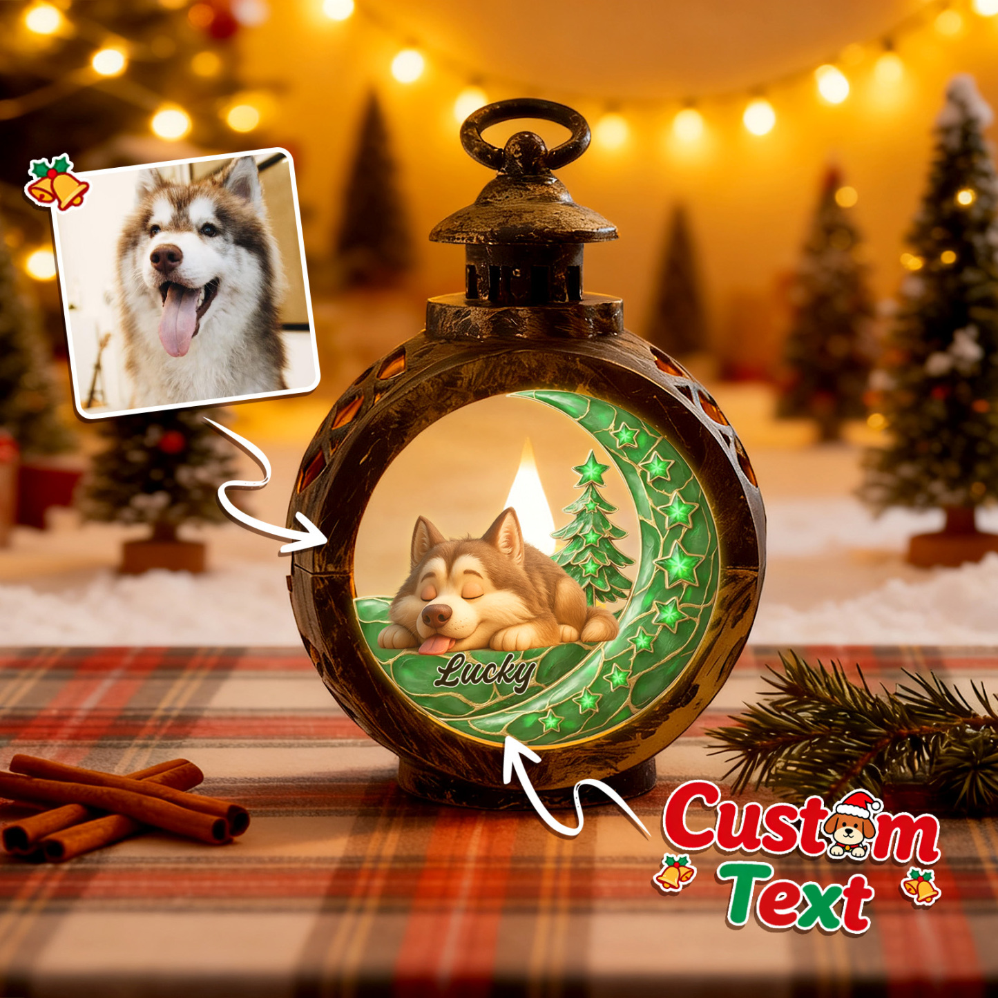 Custom Christmas Lantern Beside You Personalized Christmas Gifts for Pet Lovers Colorful - GetPhotoSocksUk