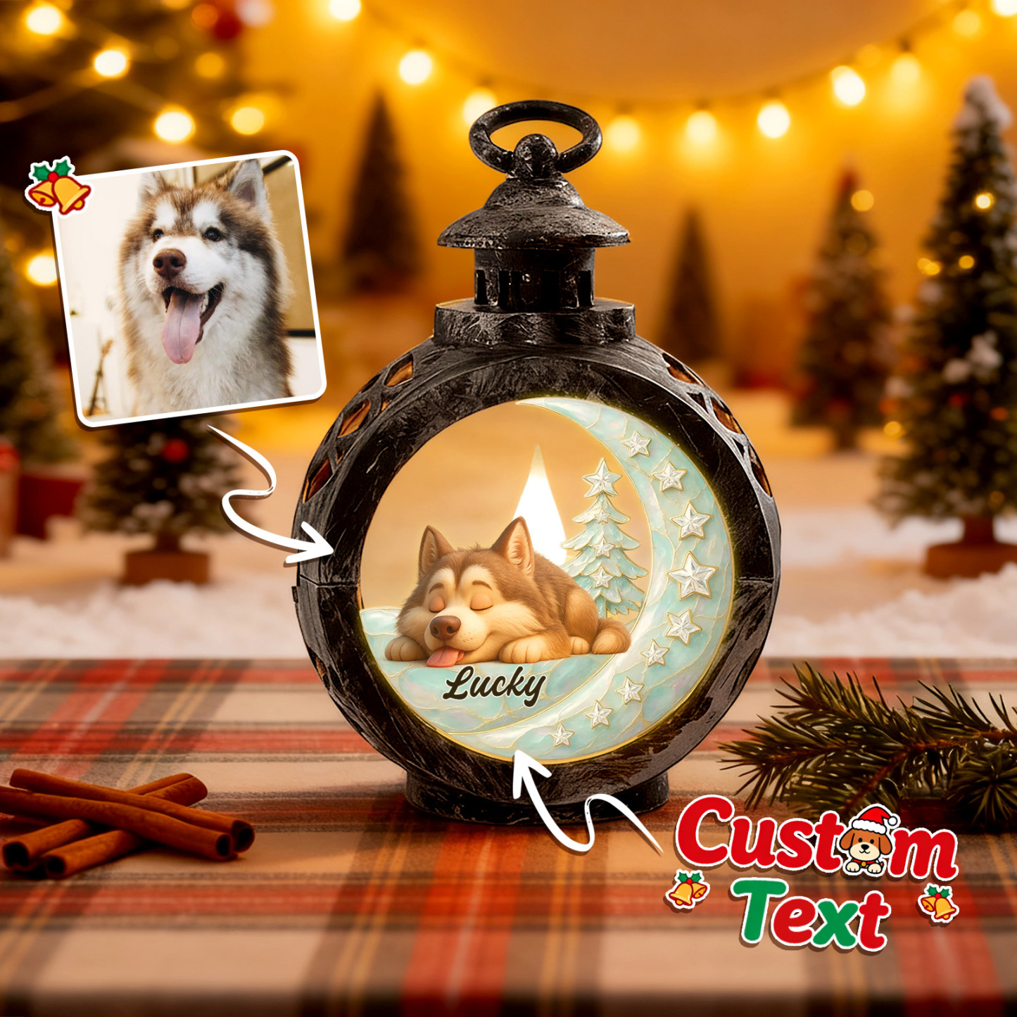 Custom Christmas Lantern Beside You Personalized Christmas Gifts for Pet Lovers Colorful - GetPhotoSocksUk