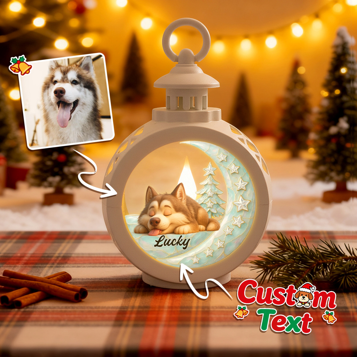 Custom Christmas Lantern Beside You Personalized Christmas Gifts for Pet Lovers Colorful - GetPhotoSocksUk