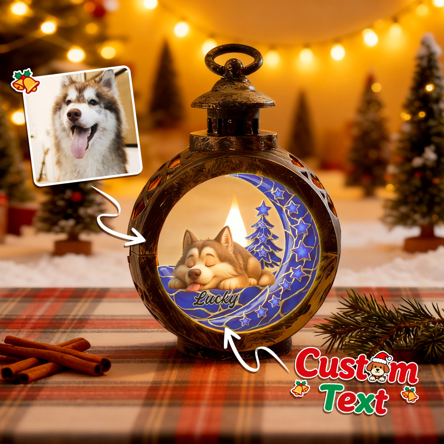 Custom Christmas Lantern Beside You Personalized Christmas Gifts for Pet Lovers Colorful - GetPhotoSocksUk