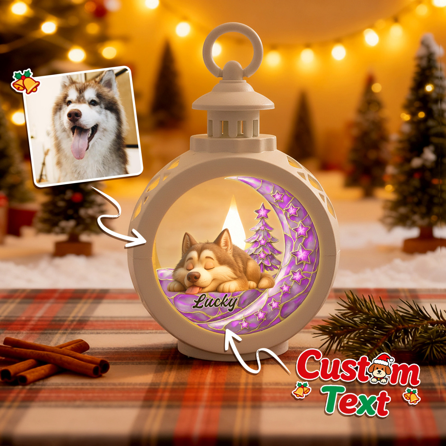 Custom Christmas Lantern Beside You Personalized Christmas Gifts for Pet Lovers Colorful - GetPhotoSocksUk