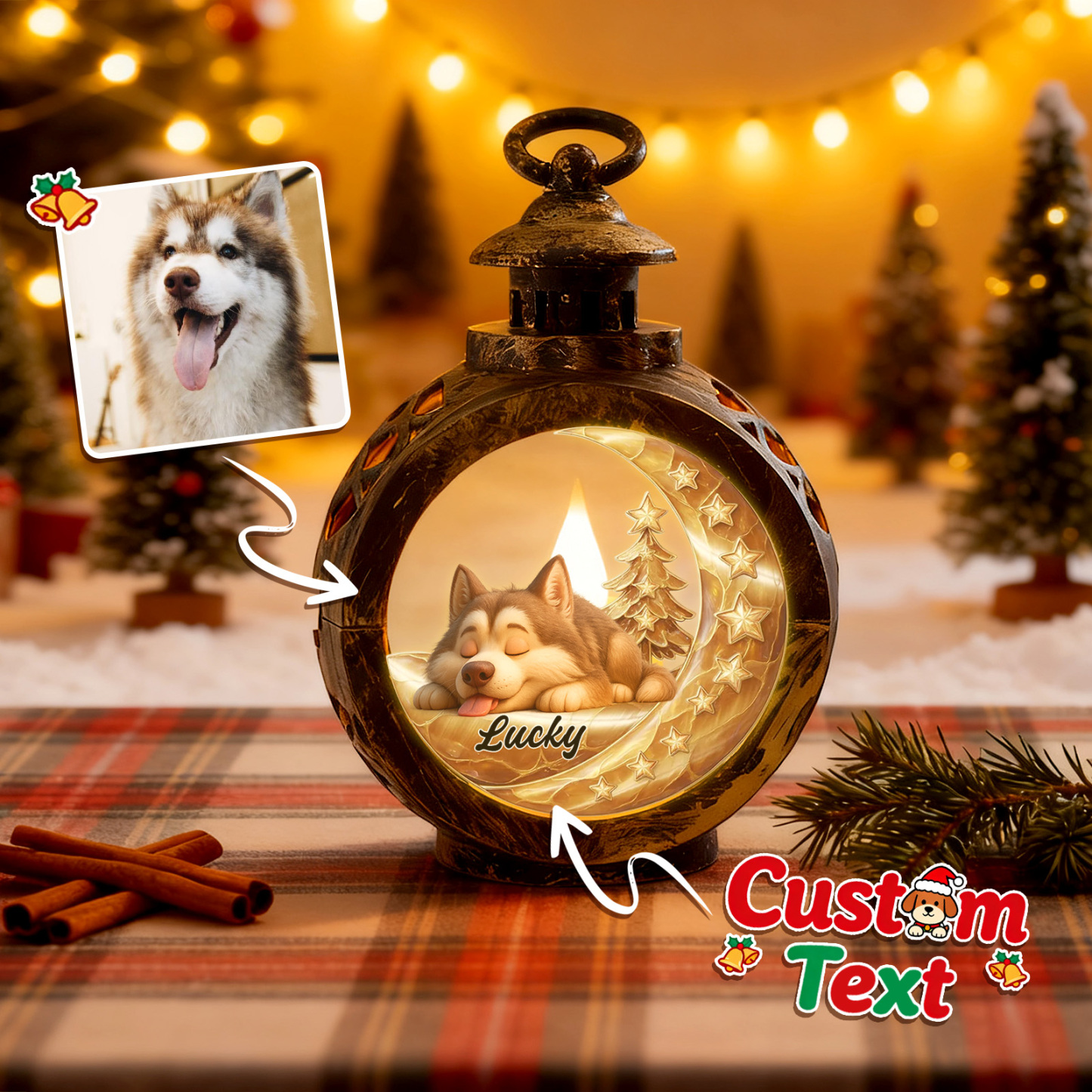 Custom Christmas Lantern Beside You Personalized Christmas Gifts for Pet Lovers Colorful - GetPhotoSocksUk