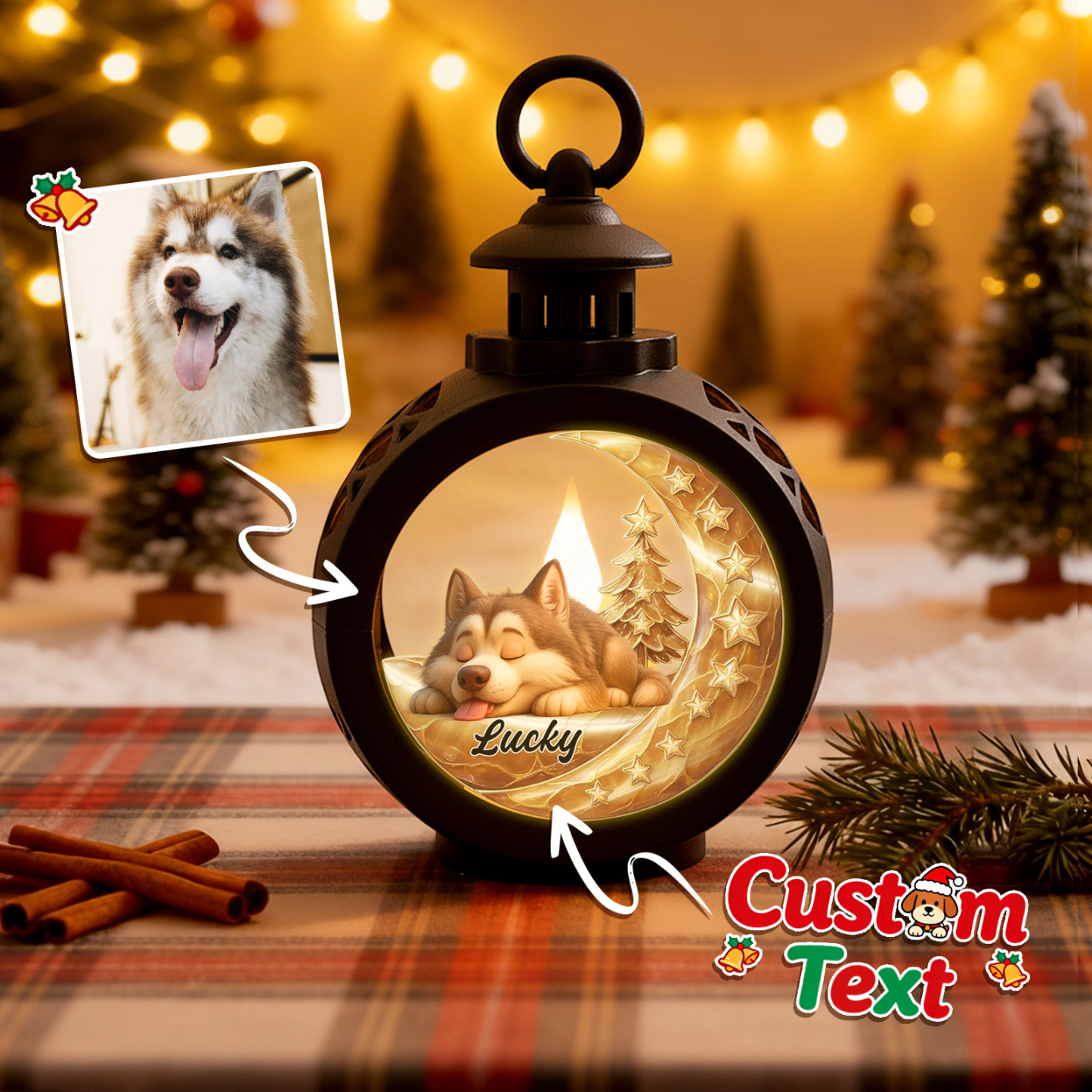 Custom Christmas Lantern Beside You Personalized Christmas Gifts for Pet Lovers Colorful - GetPhotoSocksUk
