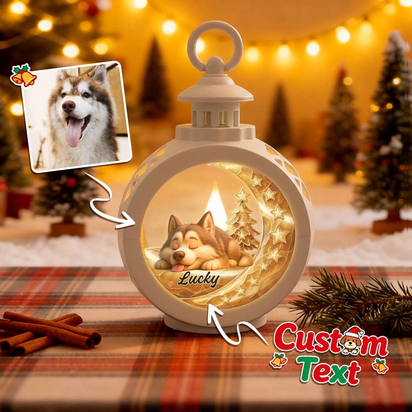 Custom Christmas Lantern Beside You Personalized Christmas Gifts for Pet Lovers Colorful - GetPhotoSocksUk