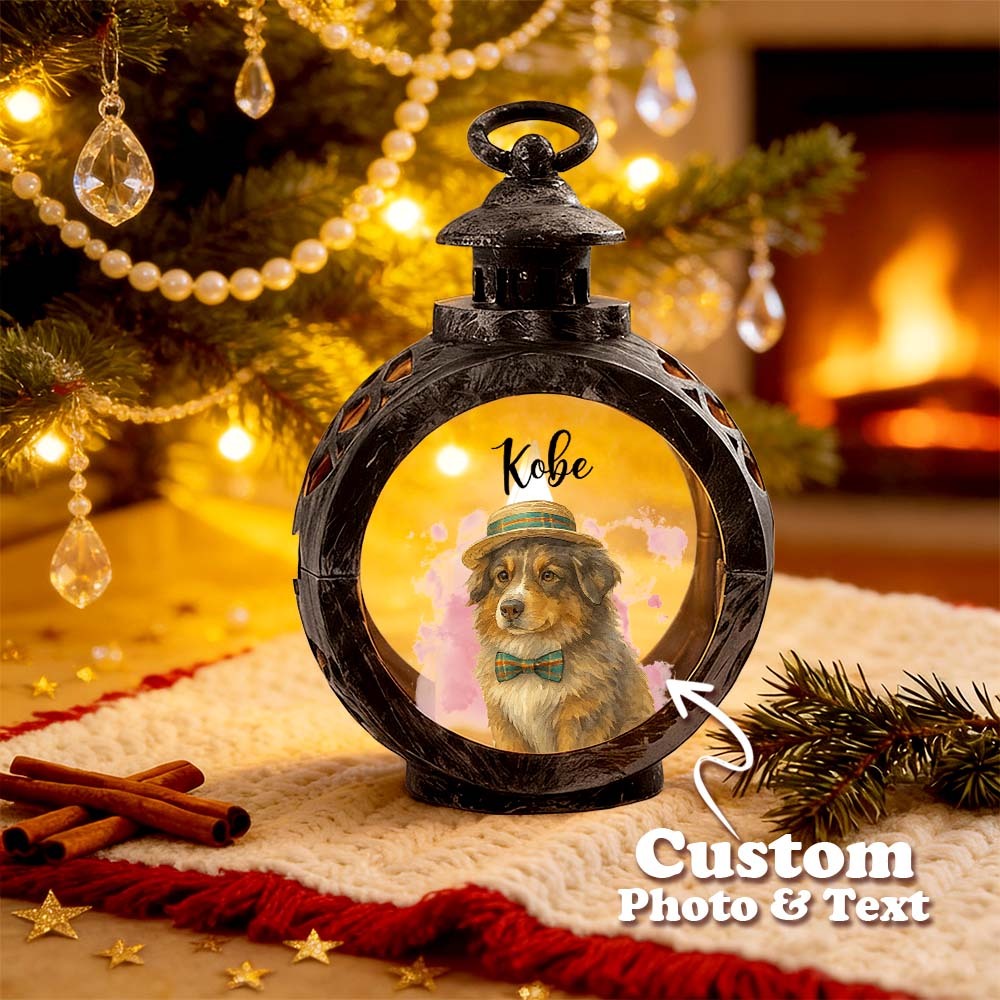 Custom Pet Photo Multiple Effects Available Lantern Ornament Personalized Custom 3D Effect Christmas Lantern - GetPhotoSocksUk