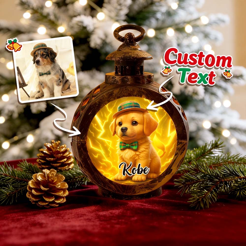 Custom Pet Photo Multiple Effects Available Lantern Ornament Personalized Custom 3D Effect Christmas Lantern - GetPhotoSocksUk