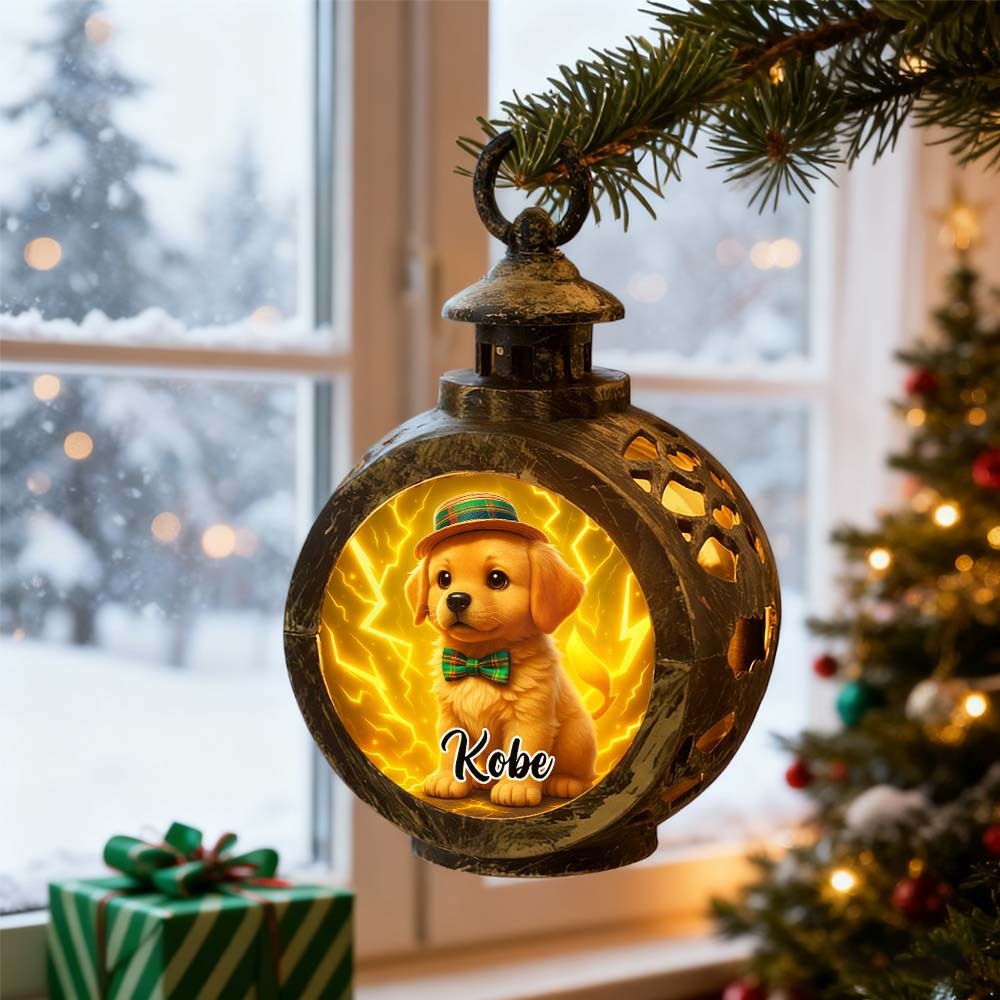 Custom Pet Photo Multiple Effects Available Lantern Ornament Personalized Custom 3D Effect Christmas Lantern - GetPhotoSocksUk