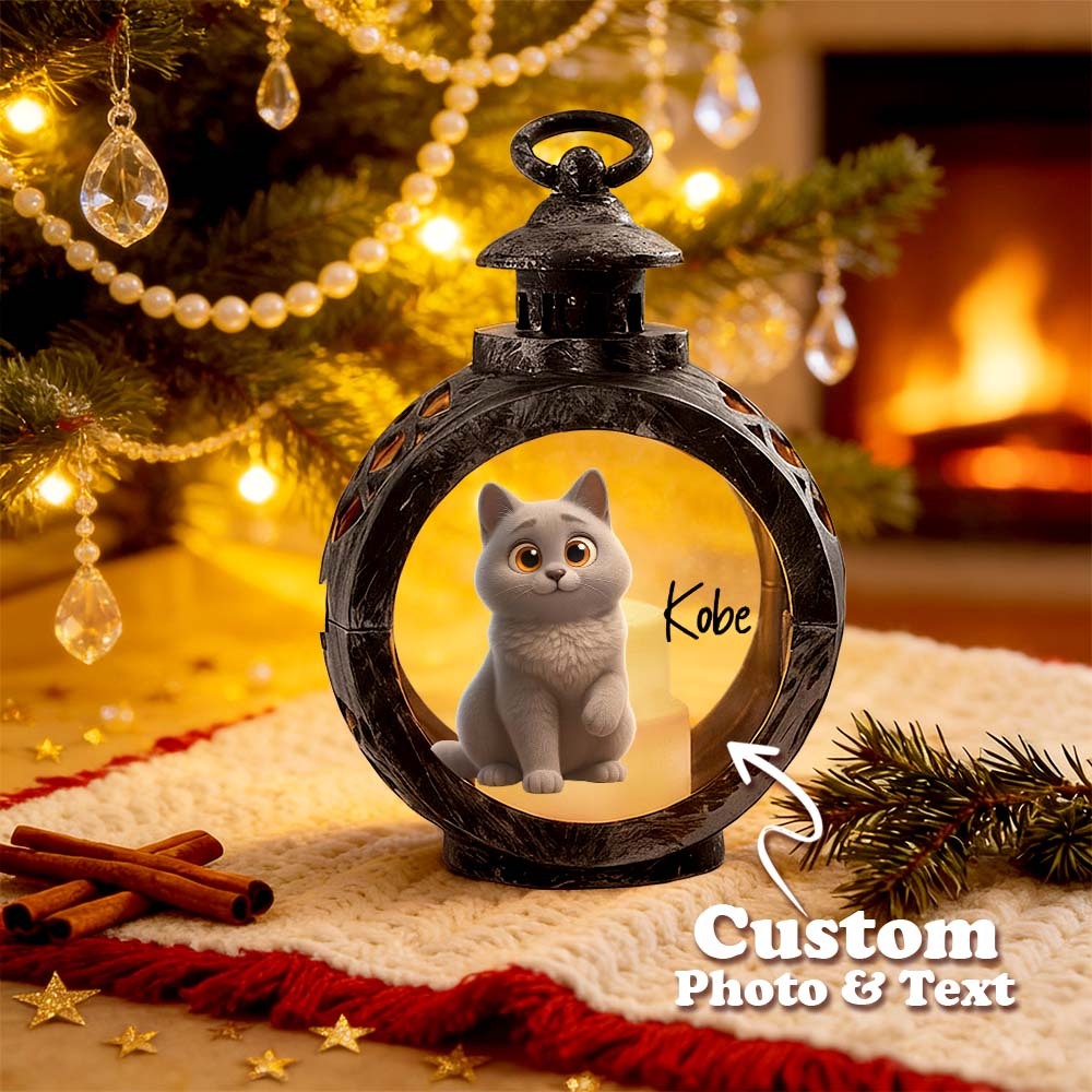 Custom Pet Photo Multiple Effects Available Lantern Ornament Personalized Custom 3D Effect Christmas Lantern - GetPhotoSocksUk