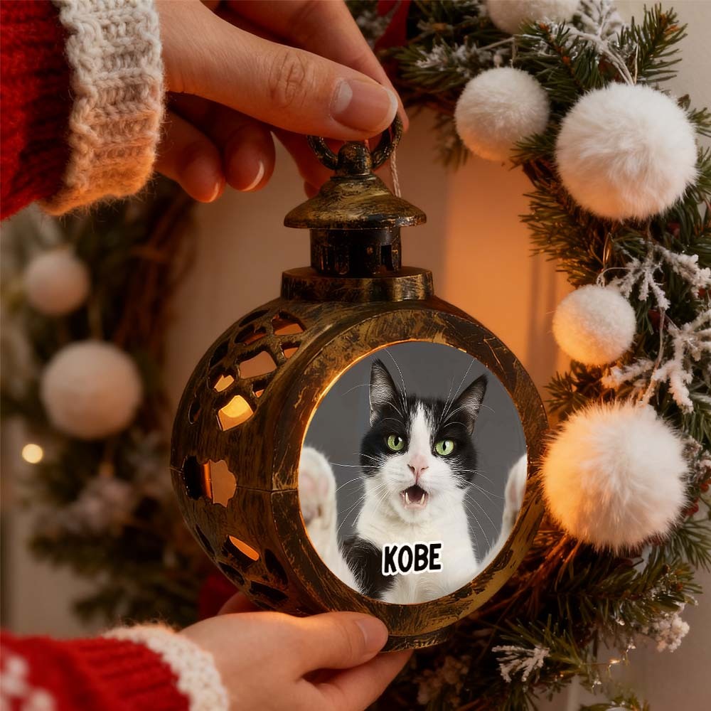 Custom Pet Photo Multiple Effects Available Lantern Ornament Personalized Custom 3D Effect Christmas Lantern - GetPhotoSocksUk