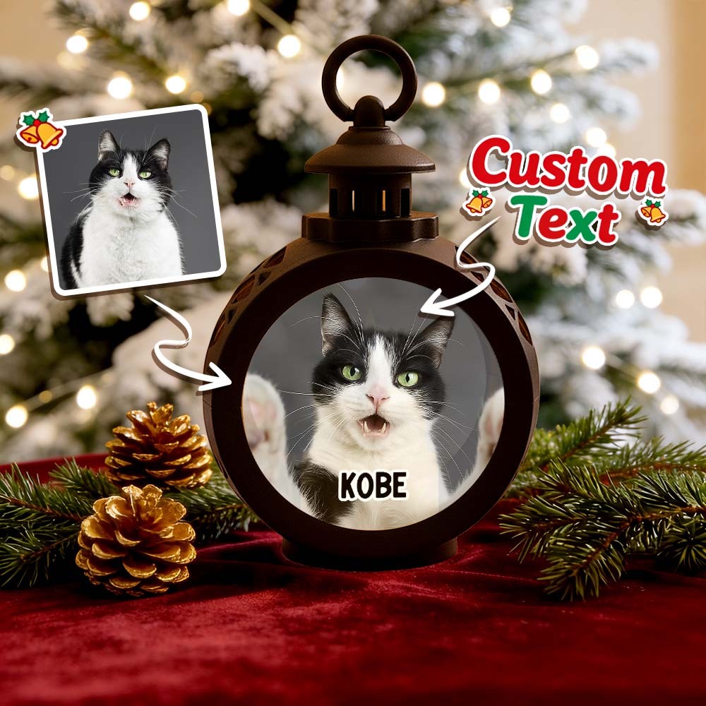 Custom Pet Photo Multiple Effects Available Lantern Ornament Personalized Custom 3D Effect Christmas Lantern - GetPhotoSocksUk