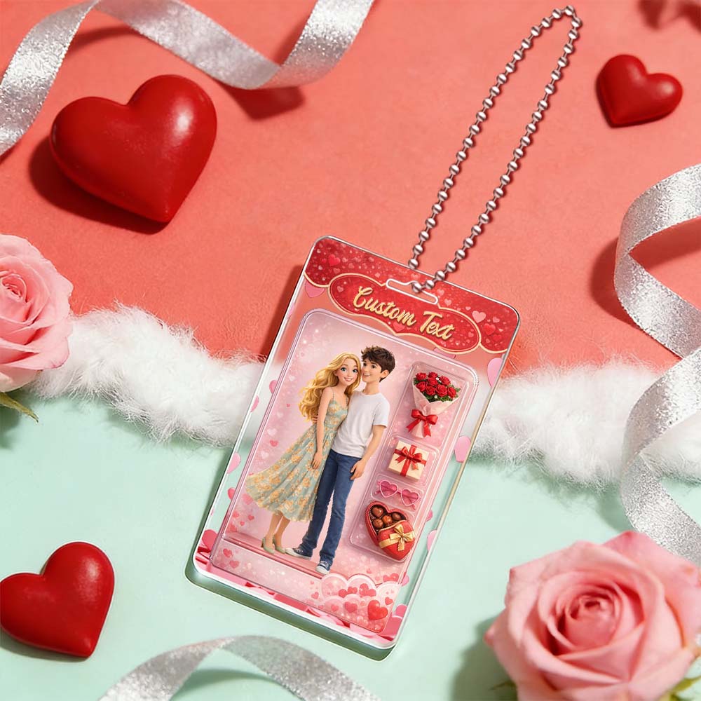 Valentine's Day Gifts Custom Acrylic Car Hanger Style Art Gift Personalized Acrylic Car Hanger Gift for Lover 2D Printed Flat Design