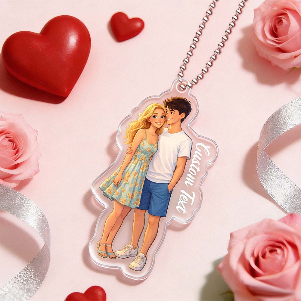Valentine's Day Gifts Custom Anime Photo Keychain Personalized Acrylic Cartoon Keychain Photo Bag Charm Unique Keepsake Gift For Lover Girlfriend