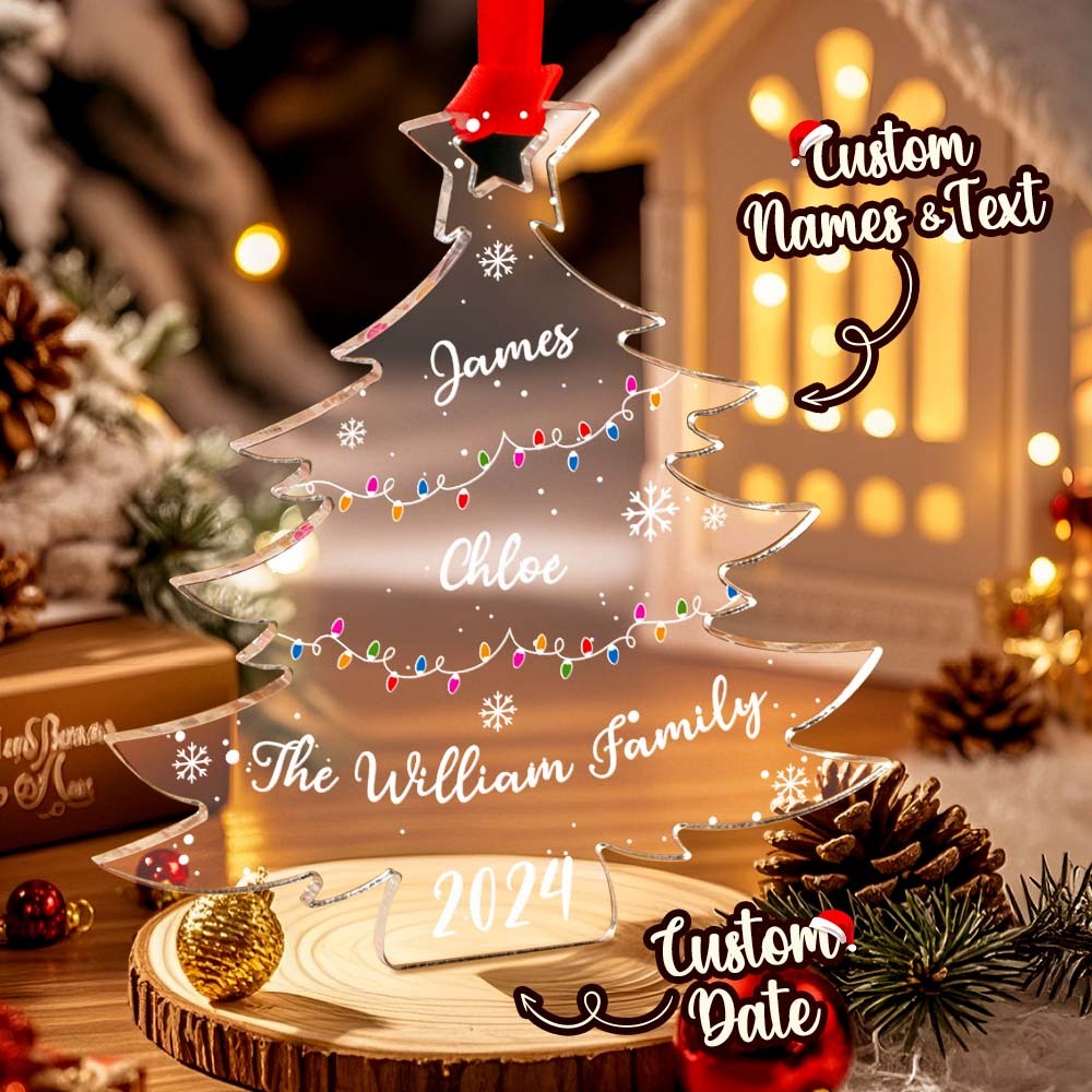 Personalized Christmas Tree Ornament with Family Names Acrylic Ornament for Christmas Gifts - GetPhotoSocksUk