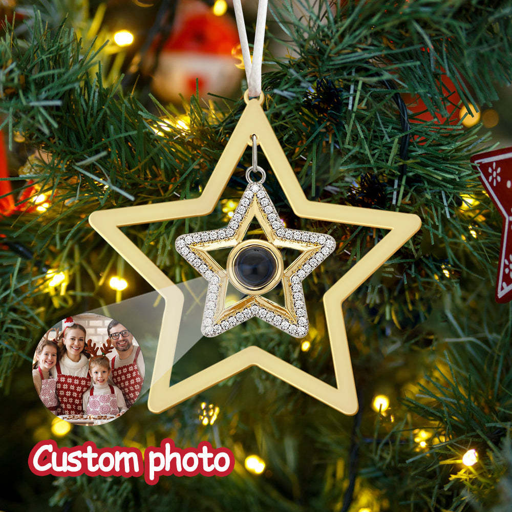 Personalised Projection Ornament Custom Photo Star Ornament for Christmas Gifts - mymoonlampuk