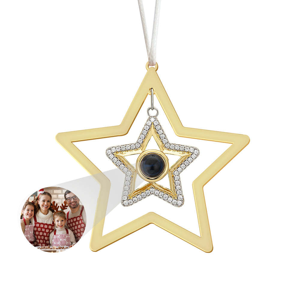 Personalised Projection Ornament Custom Photo Star Ornament for Christmas Gifts - mymoonlampuk