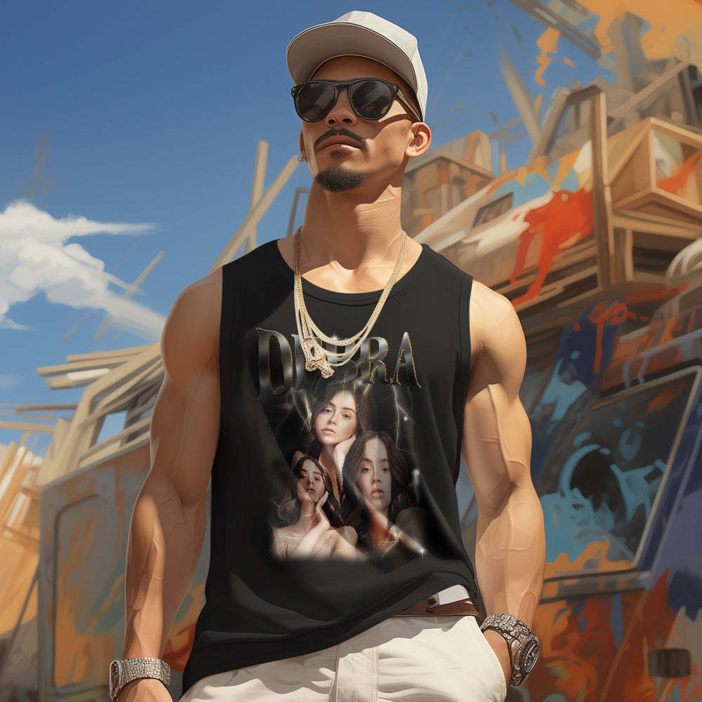 Custom Face Tank Tops Men's Sleeveless Shirt Print Your Own Text