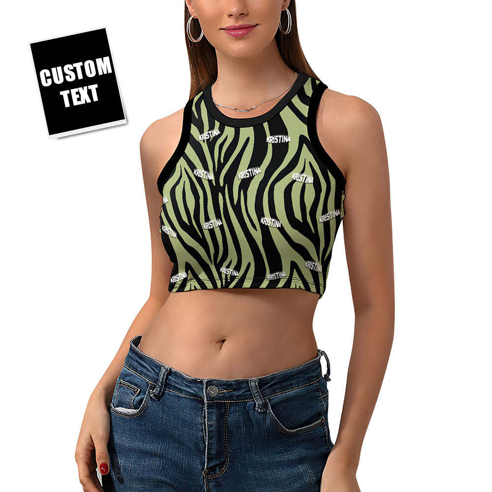 Custom Face Ladies Short Racer Vest Stripe Crop Top -