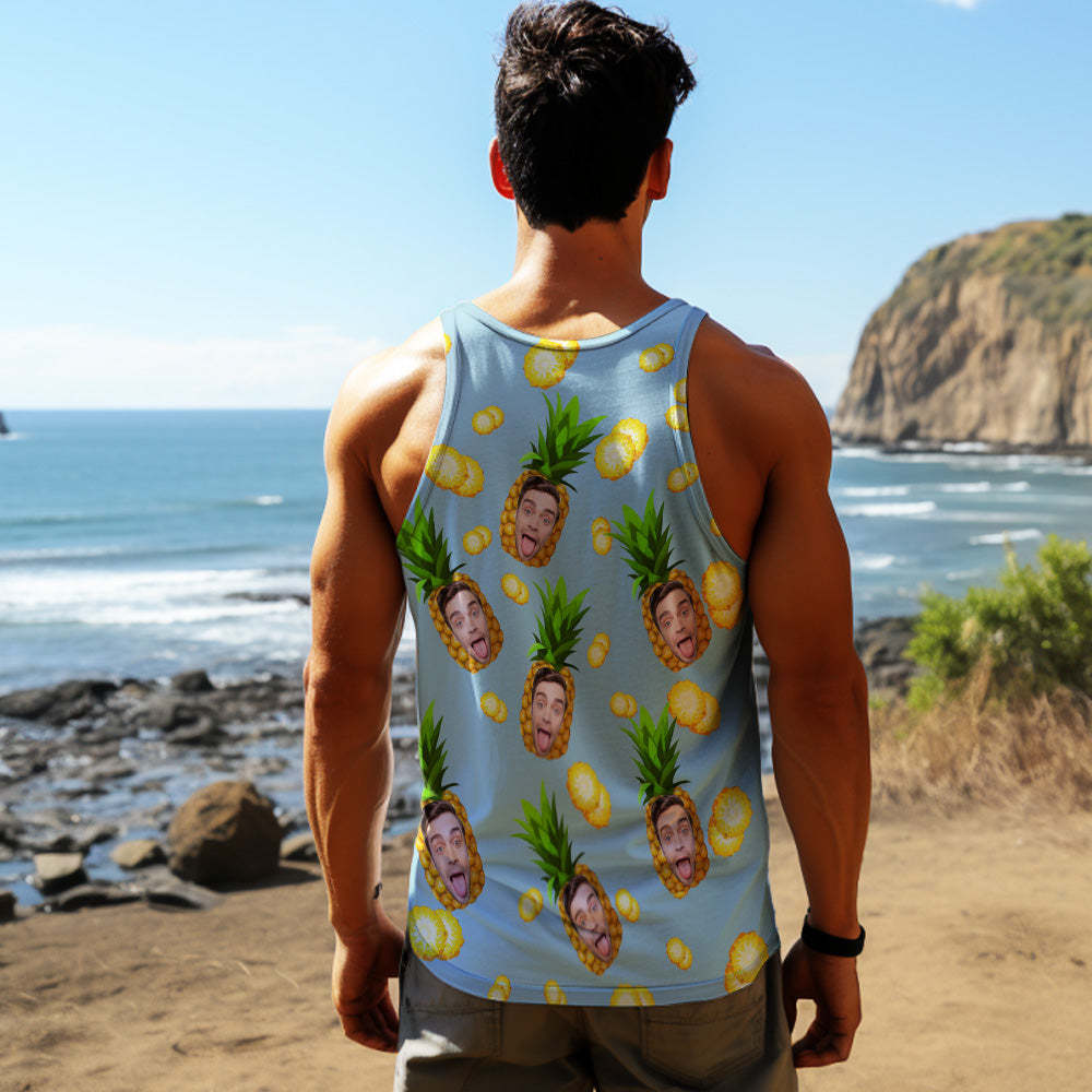 Custom Face Tank Tops Men's Sleeveless Shirt Big Pineapple -