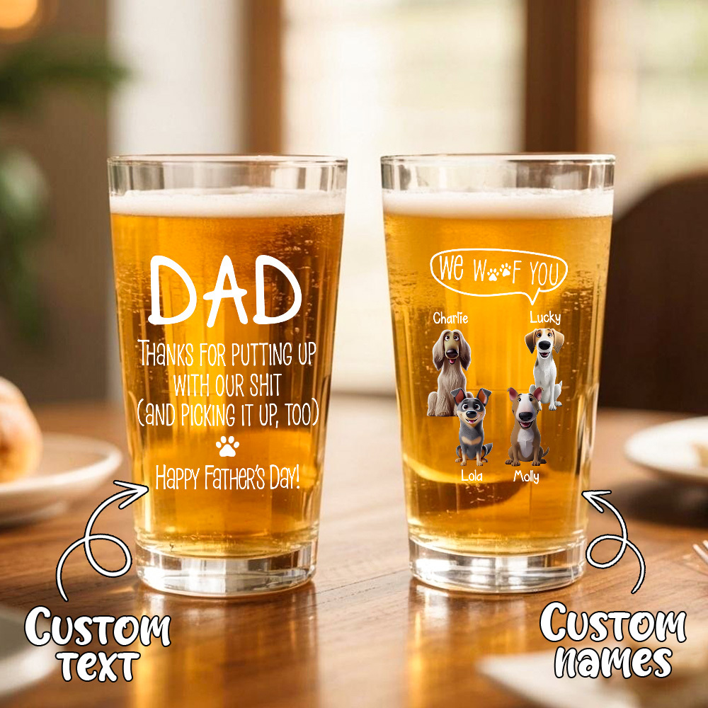 Fathers Day Gift Cup Personalized Gifts For Dad Gift Dad Birthday Gift, Personalised Beer Glass, The Day You Became My Dad - GetPhotoSocksUk