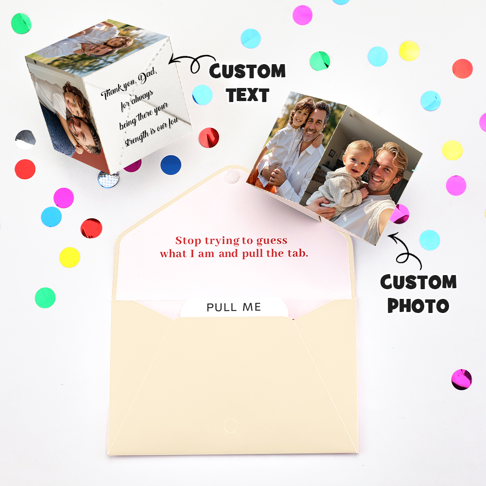 Personalized Surprise Confetti Card Fathers Day  Exploding Box Card Custom Photo 3D Pop-Up Greeting Card - GetPhotoSocksUk