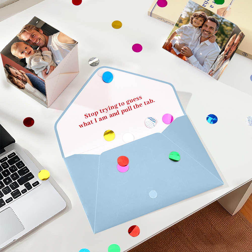 Personalized Surprise Confetti Card Fathers Day  Exploding Box Card Custom Photo 3D Pop-Up Greeting Card - GetPhotoSocksUk