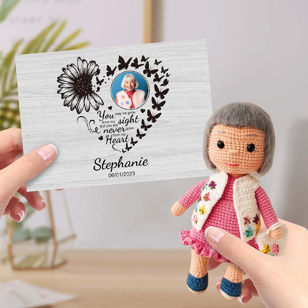 Custom Crochet Doll Gifts Handmade Mini Dolls Look alike Your Photo with Custom Memorial Card for Her -