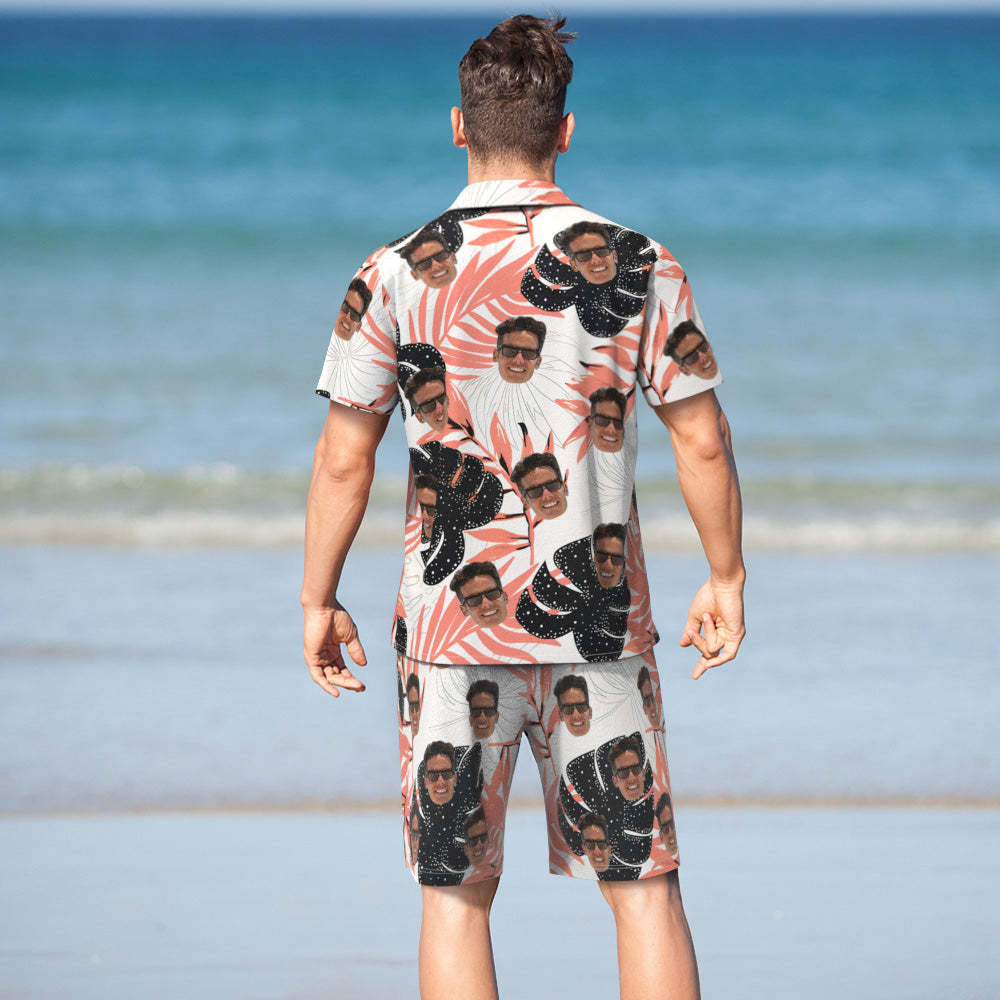 Custom Face Hawaiian Shirt or Beach Shorts Matching Outfits Personalised Men's Photo Tropical Print Hawaiian Attire Vacation Party Gift -