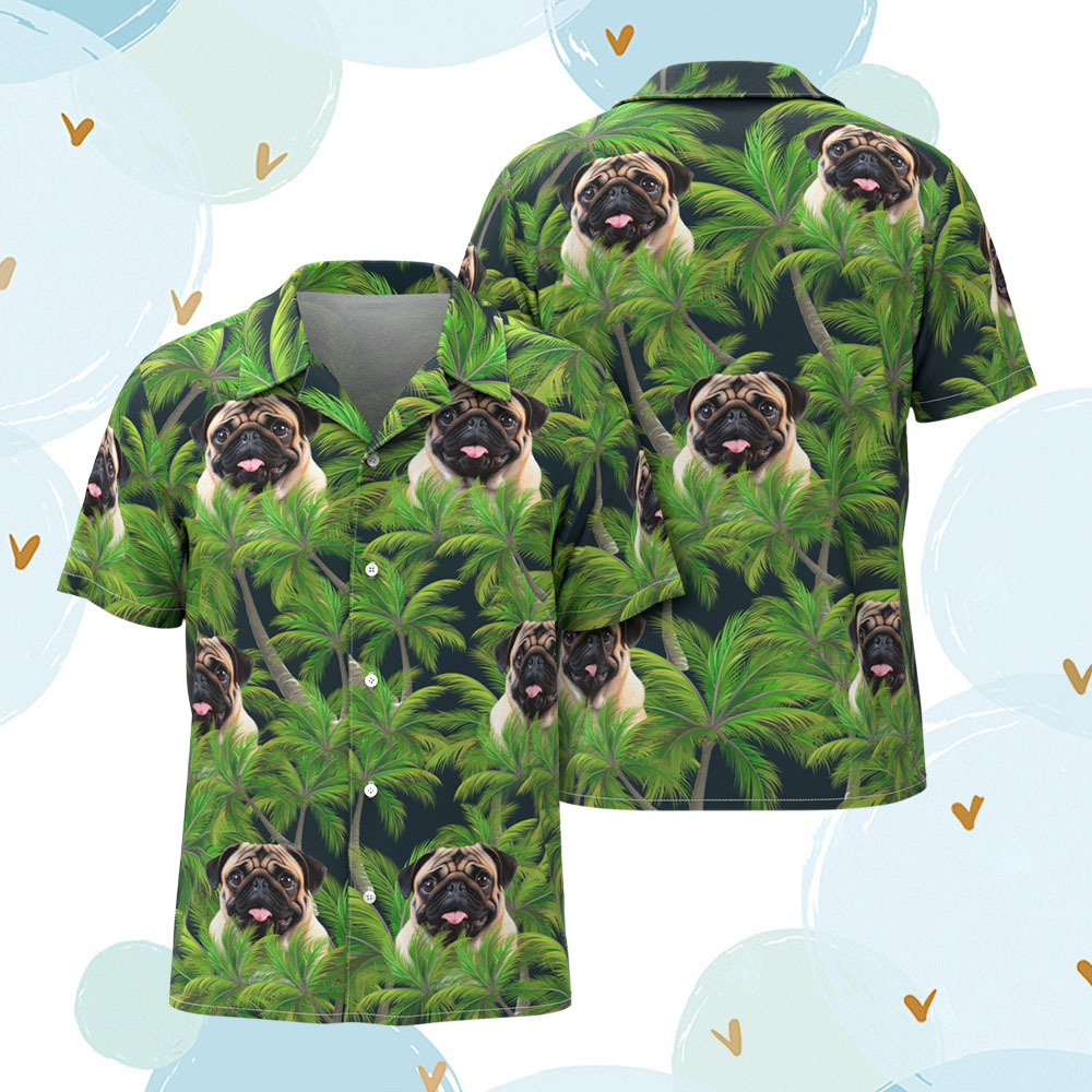 Custom Men Hawaiian Shirts Pet Face Flamingo Hawaiian Shirt Gift for Pet Lover - GetPhotoSocksUk