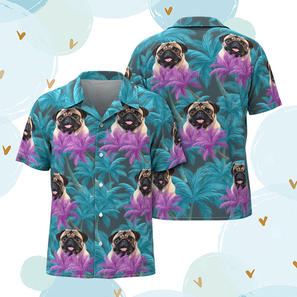 Custom Men Hawaiian Shirts Pet Face Flamingo Hawaiian Shirt Gift for Pet Lover - GetPhotoSocksUk