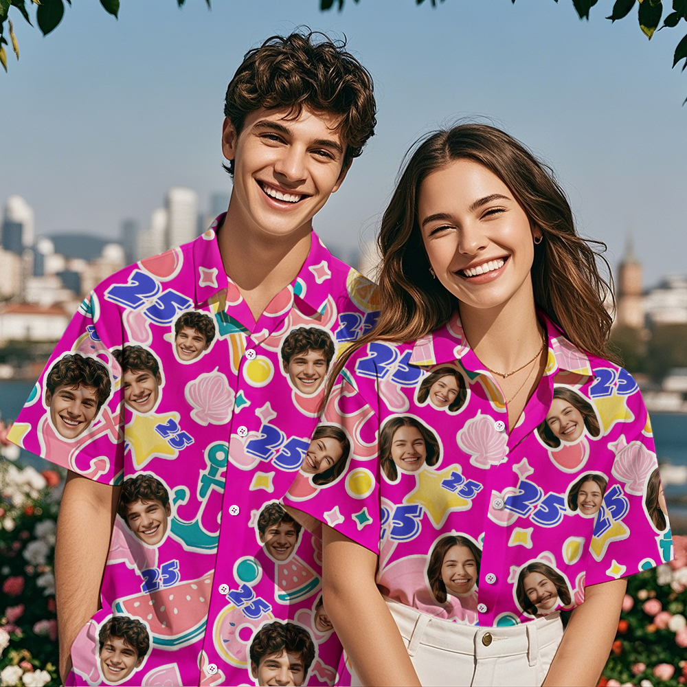 Custom Birthday Face Hawaiian Shirt Photo And Age Hawaiian Shirt Gift Funny Party Shirts - GetPhotoSocksUk