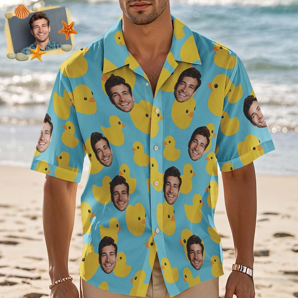 Custom Men Hawaiian Shirts Face Hawaiian Shirt Gift for Summer Vibe Holiday - GetPhotoSocksUk