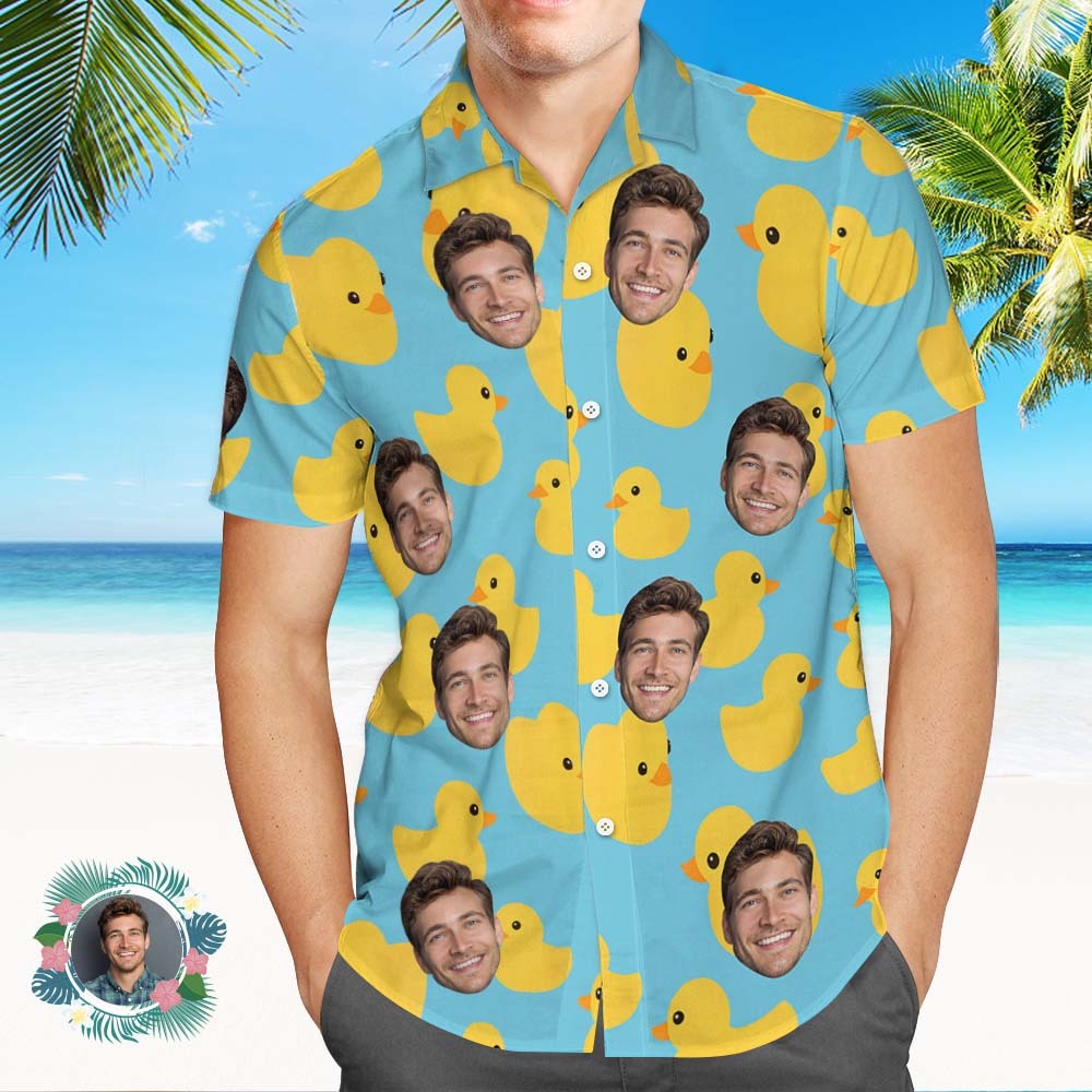 Custom Men Hawaiian Shirts Face Hawaiian Shirt Gift for Summer Vibe Holiday - GetPhotoSocksUk