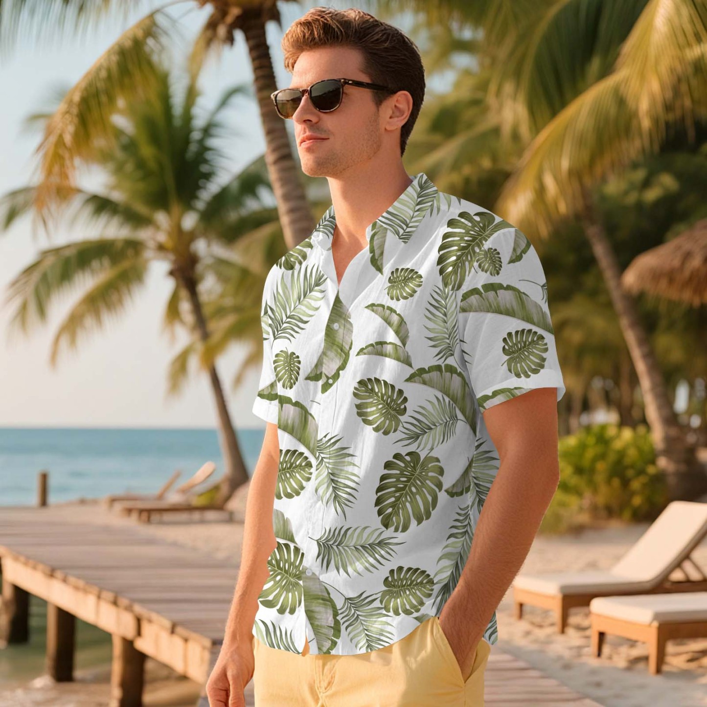 Men Hawaiian Shirts Aloha Lush Tropical Flower Hawaiian Shirt Gift for Summer Vibe Holiday - GetPhotoSocksUk
