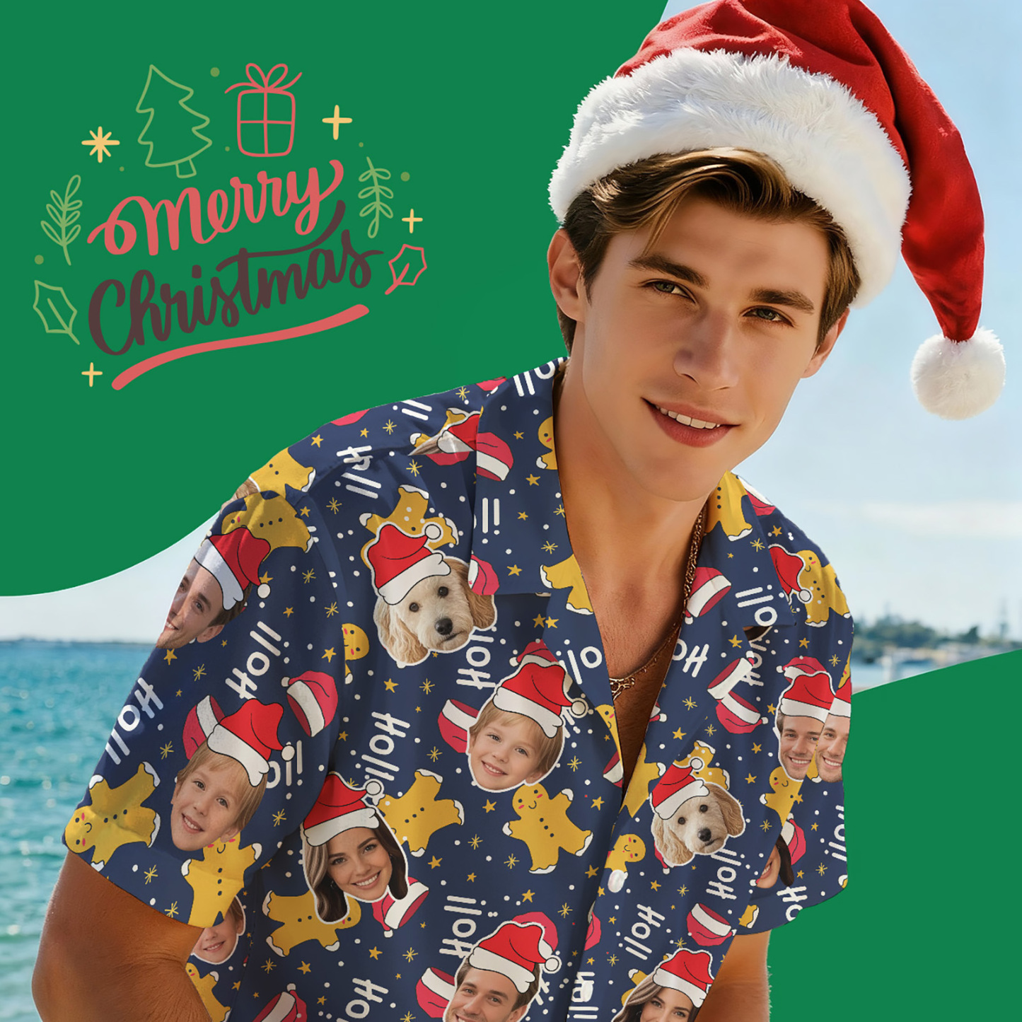 Personalized Face Christmas Shirt Merry Christmas Multi-face Hawaiian Shirt  Gift for Family Friends Xmas Gift - GetPhotoSocksUk