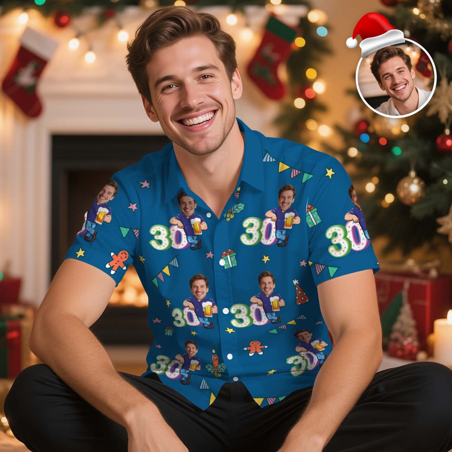 Custom Birthday Christmas Shirt Merry Christmas Multi-face Hawaiian Shirt  Gift for Family Friends Xmas Gift - GetPhotoSocksUk