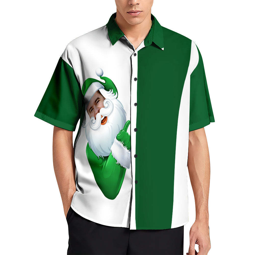 Custom Face Hawaiian Shirts Personalized Christmas Gift Men's Santa Hug Print Christmas Shirts -