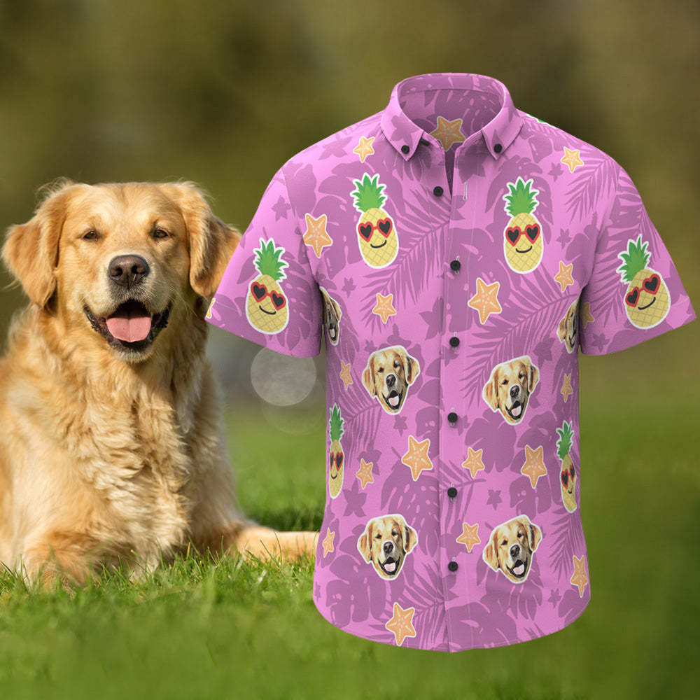 Custom Face Men Hawaiian Shirts Pineapple Aloha Hawaiian Shirt With Your Pet Face -