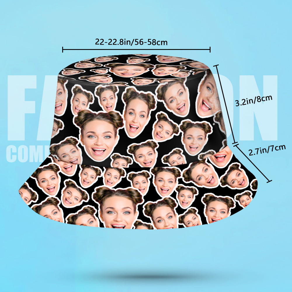 Custom Mash Face Bucket Hat Unisex Face Bucket Hat Summer Outdoor Hat for Valentine - GetPhotoSocksUk