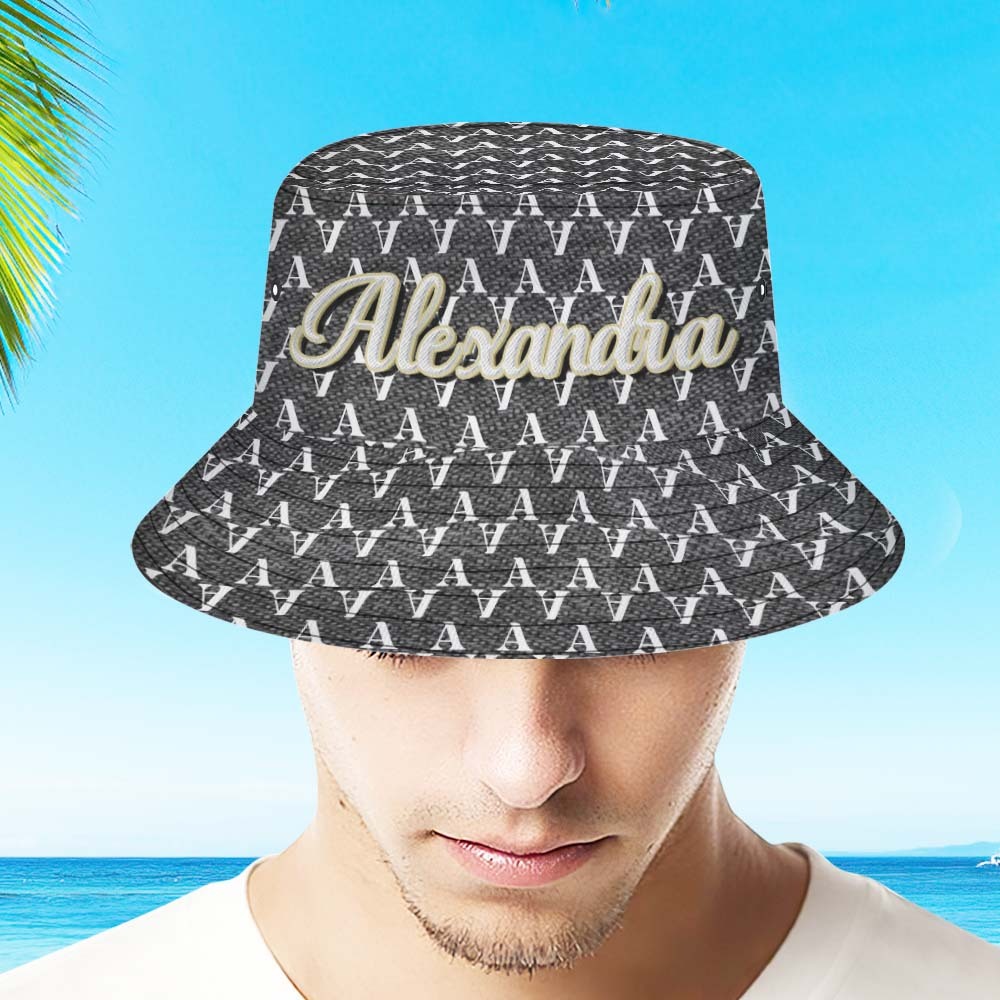 Custom Bucket Hat Unisex Black Fisherman Hat Personalized Your Name -