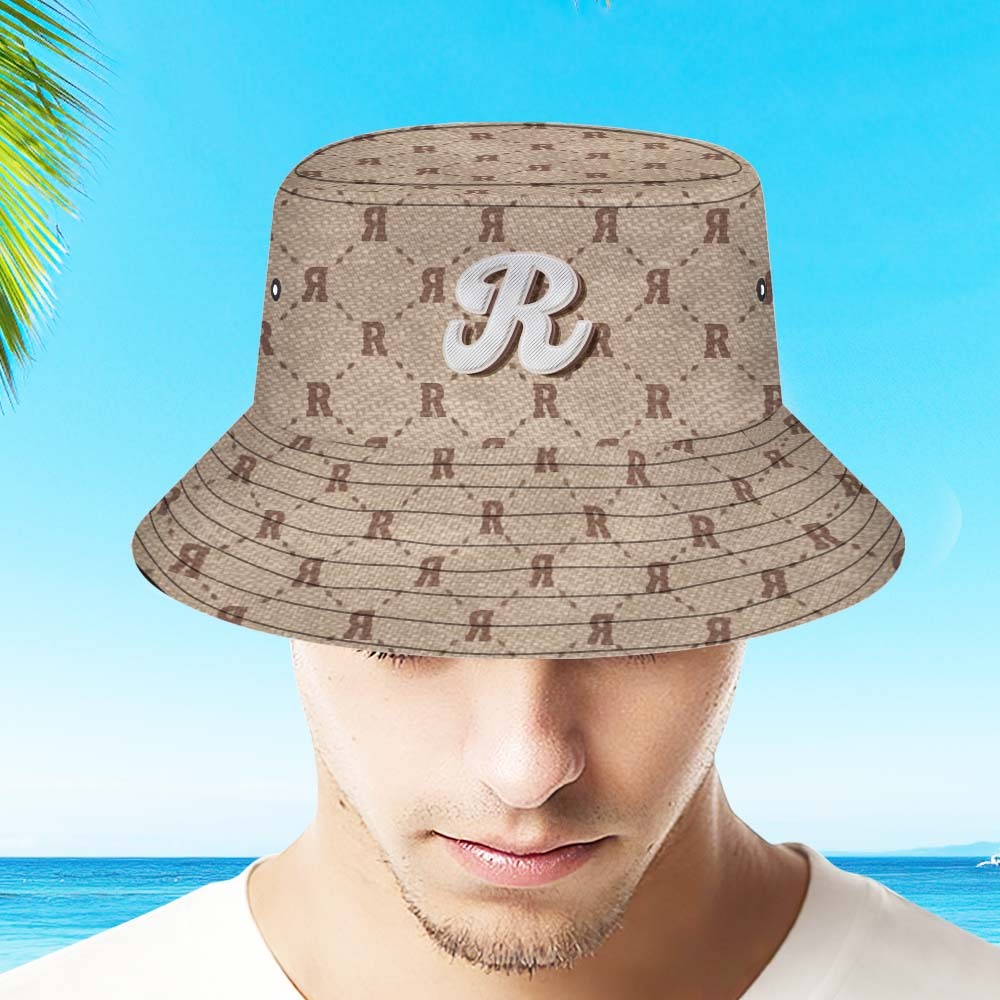 Custom Bucket Hat Unisex Plaid Fisherman Hat Personalized Letter -