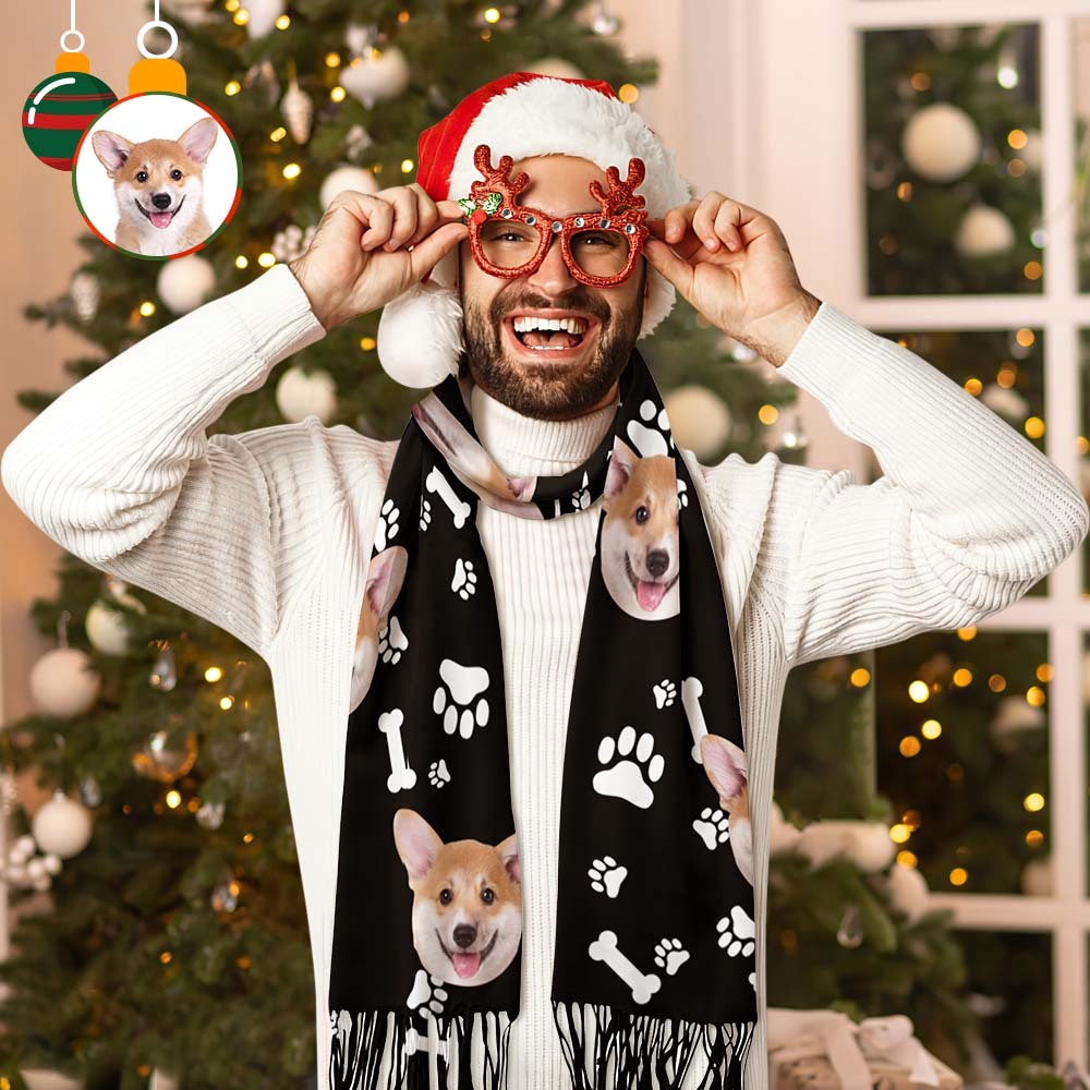 Custom Face Christmas Scarf Personalized Dog Face Design Christmas Gifts -