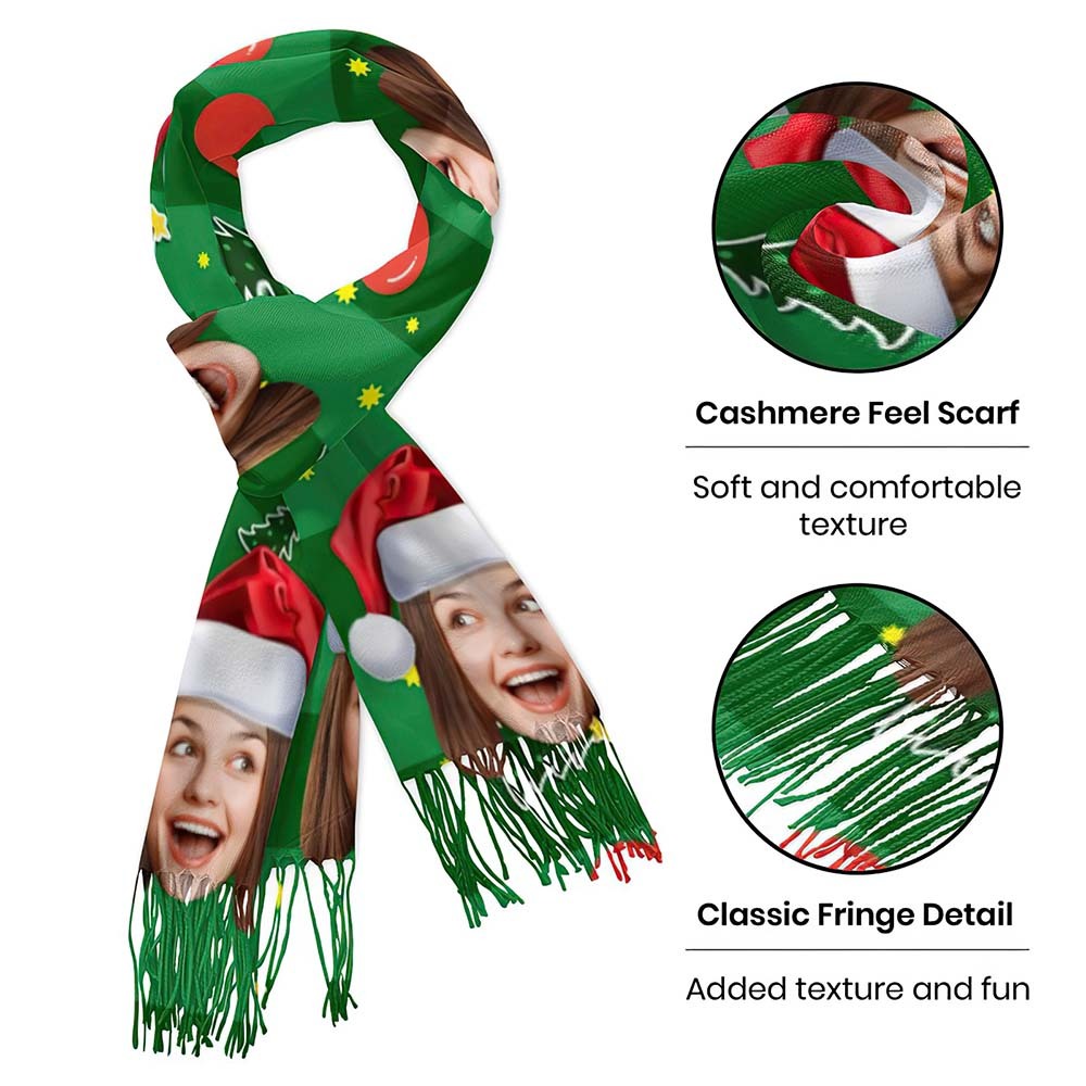 Custom Face Christmas Scarf Personalized Design Christmas Heart -