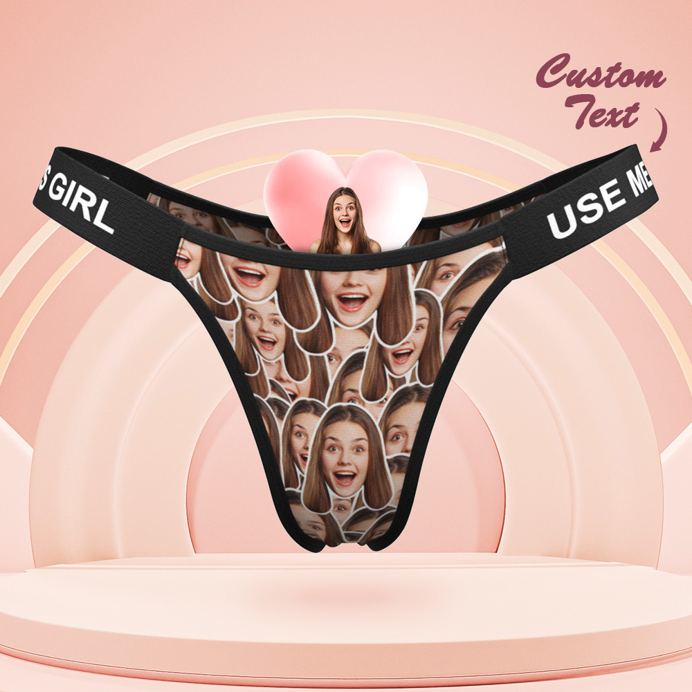 Valentine's Gift Custom Mash Face Panties Makes Me Wet Personalized Waistband Engraved Thong Gift for Her - GetPhotoSocksUk