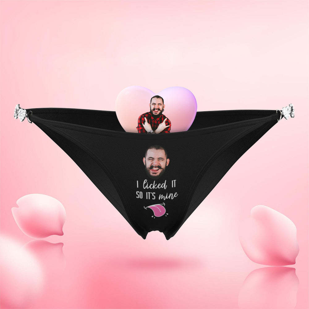 Custom Face Chain Linked Solid Panty Personalized I Licked It Thong Valentine's Day Gift -