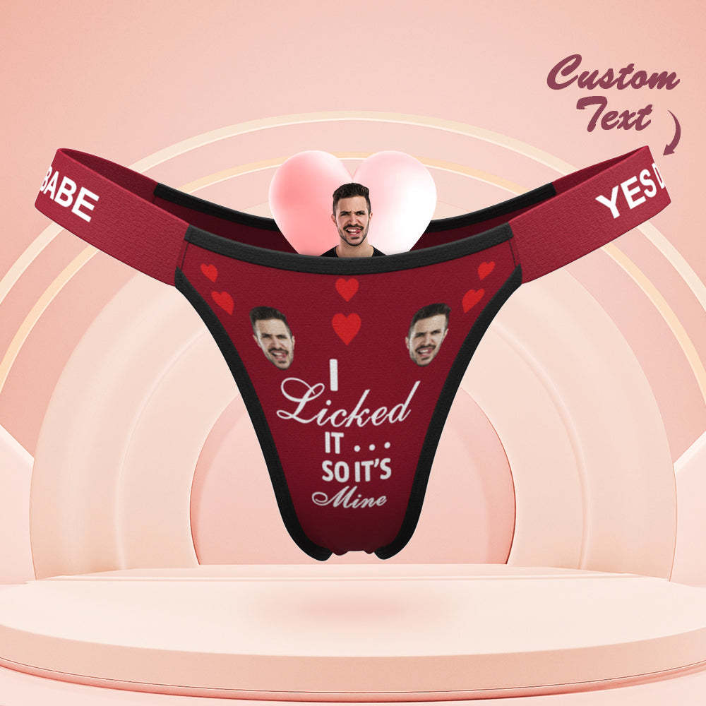 Custom Face Panties I Licked It So It's Mine Personalised Waistband Engraved Thong Gift for Her -