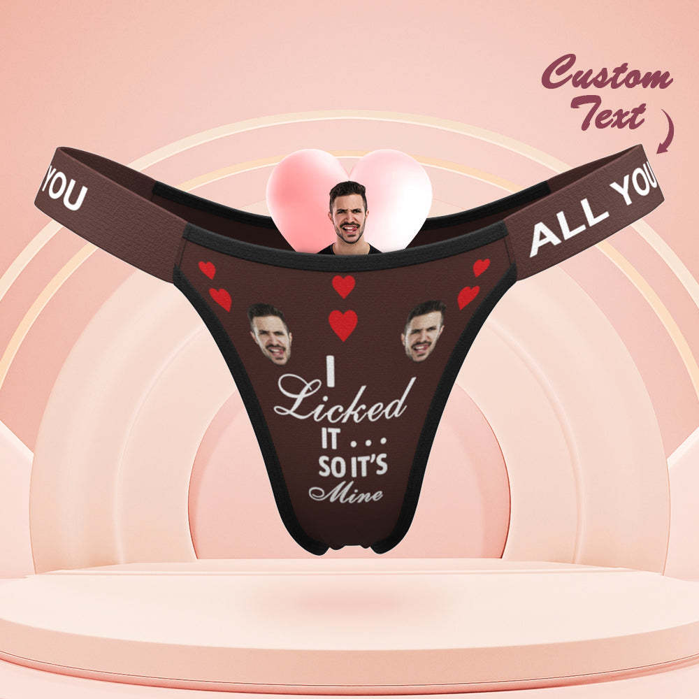 Custom Face Panties I Licked It So It's Mine Personalised Waistband Engraved Thong Gift for Her -