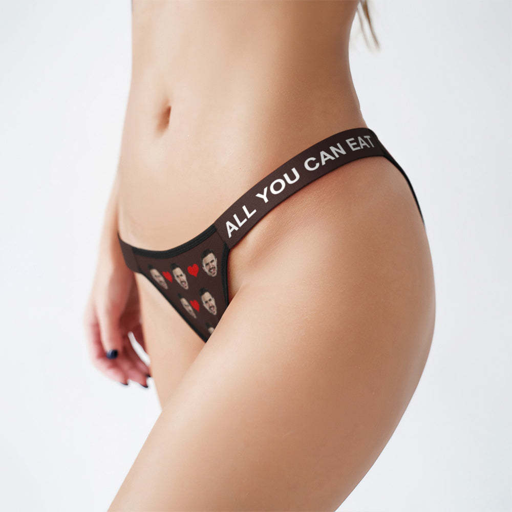 Custom Face Panties Classic Love Heart Personalised Waistband Engraved Thong Gift for Her -