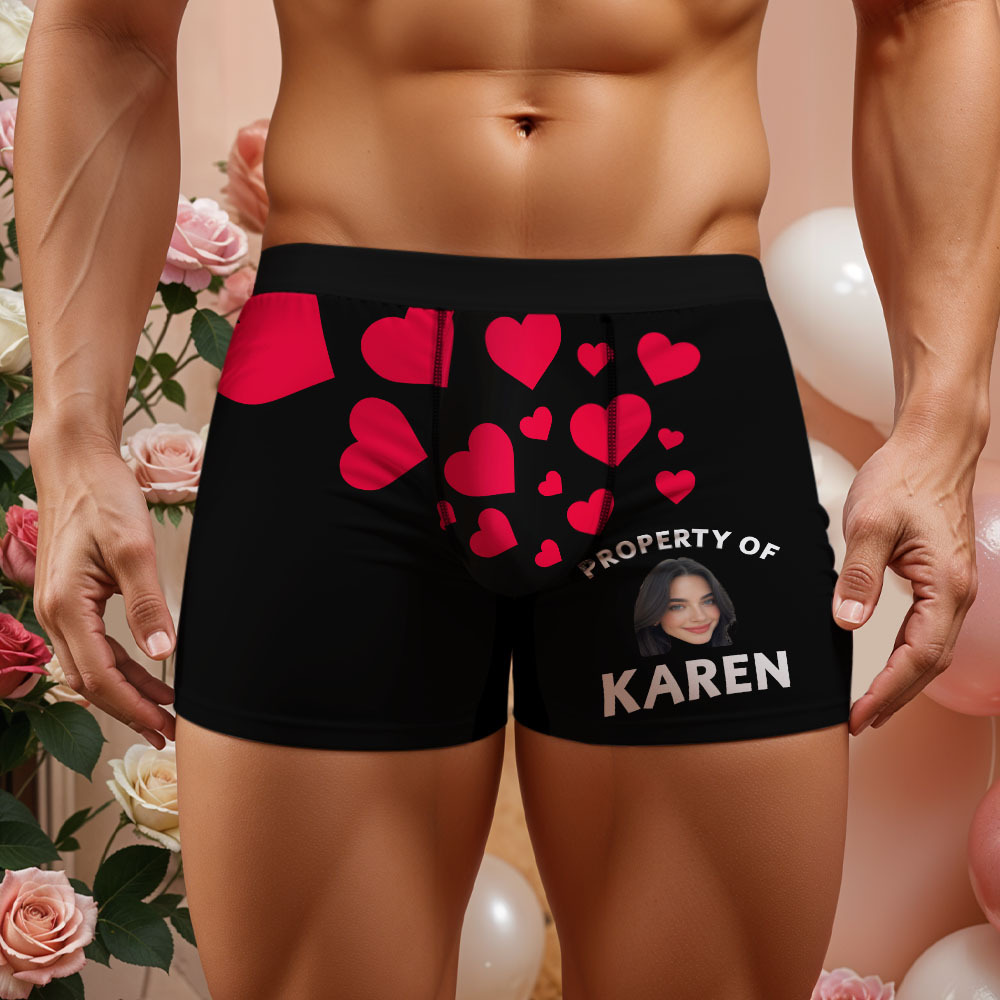 Custom Face Men's Boxer Property Of Birthday Gifts for Husband Waistband Text Boxer Gift - GetPhotoSocksUk
