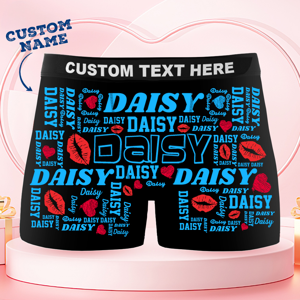 Custom Name Boxer Briefs, Men's Boxers Underwear Personalized Gifts for Him - GetPhotoSocksUk